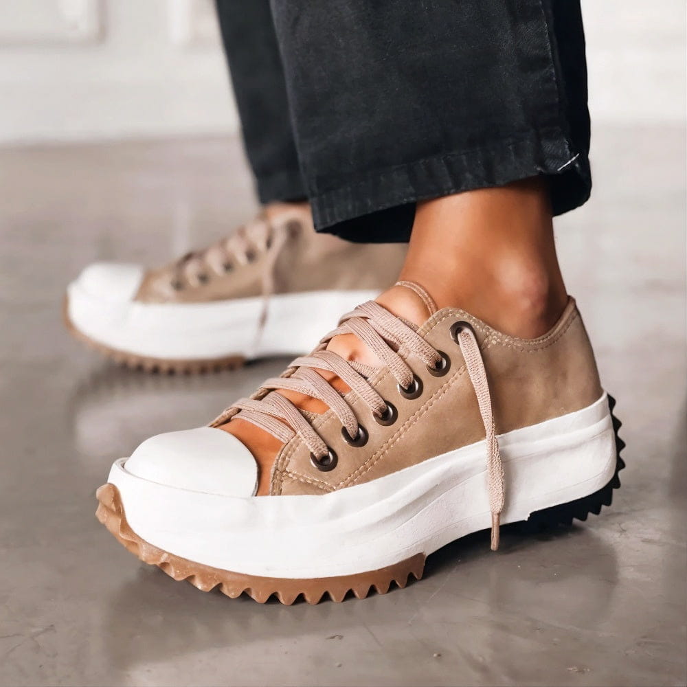 Alina | Lær plattform sneakers