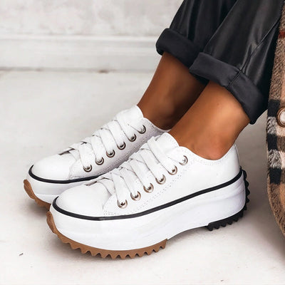 Alina | Lær plattform sneakers