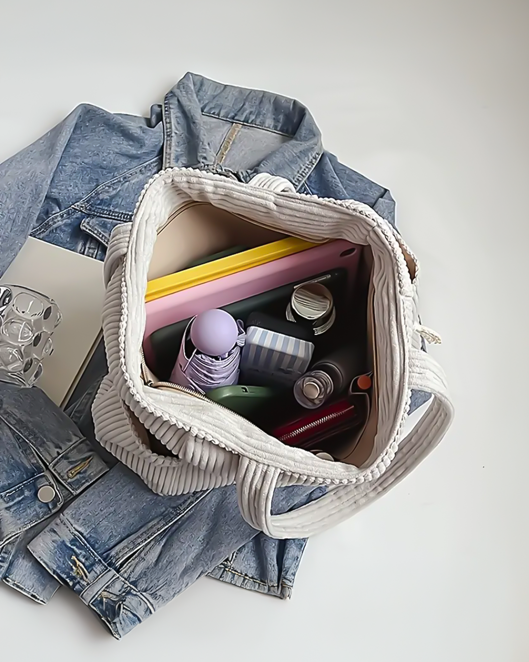 Mia | Romslig Cordfløyelveske