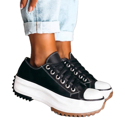Alina | Lær plattform sneakers